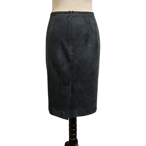 Calvin Klein Deep Charcoal Gray Suede Lined Midi Pencil Skirt (Size: 8) - Picture 3 of 11